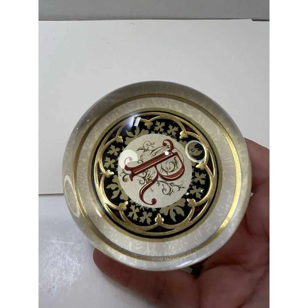 Punch Studio Crystal Letter R Monogram Paperweight France 3.5